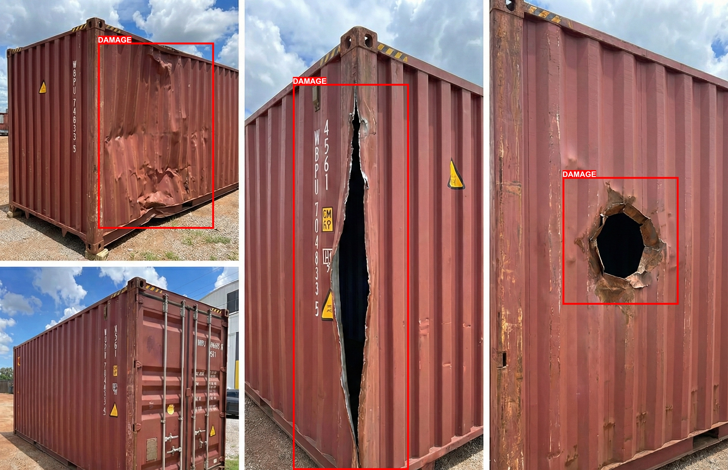 Container damage detection system with computer vision and AI